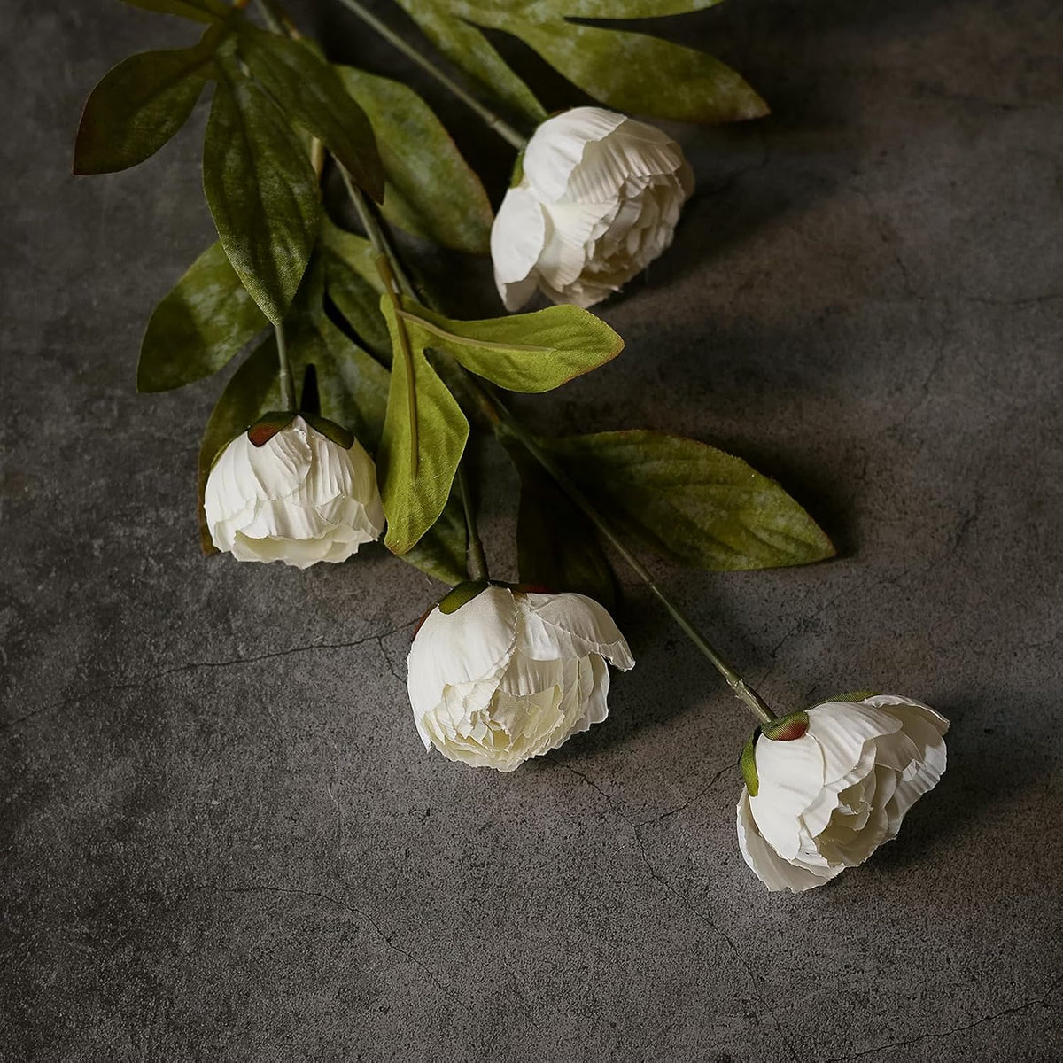 27" Faux Silk Peony Artificial Flowers Stems for Vase (Cream) - Set of 6