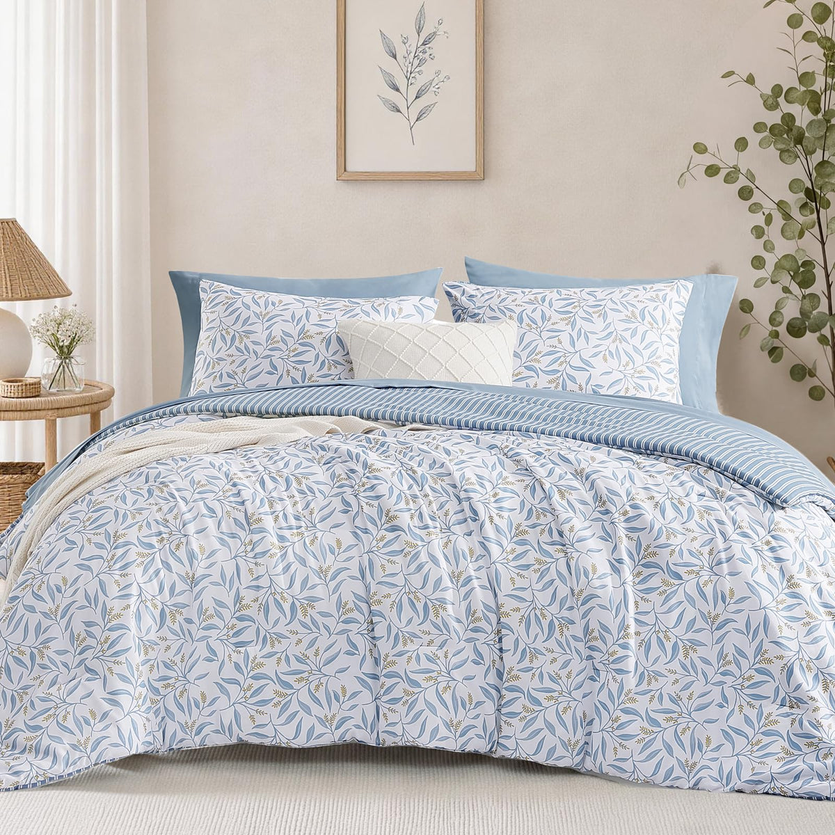 Comforter Set-7 Pieces Floral Bed in a Bag Bedding Sets
