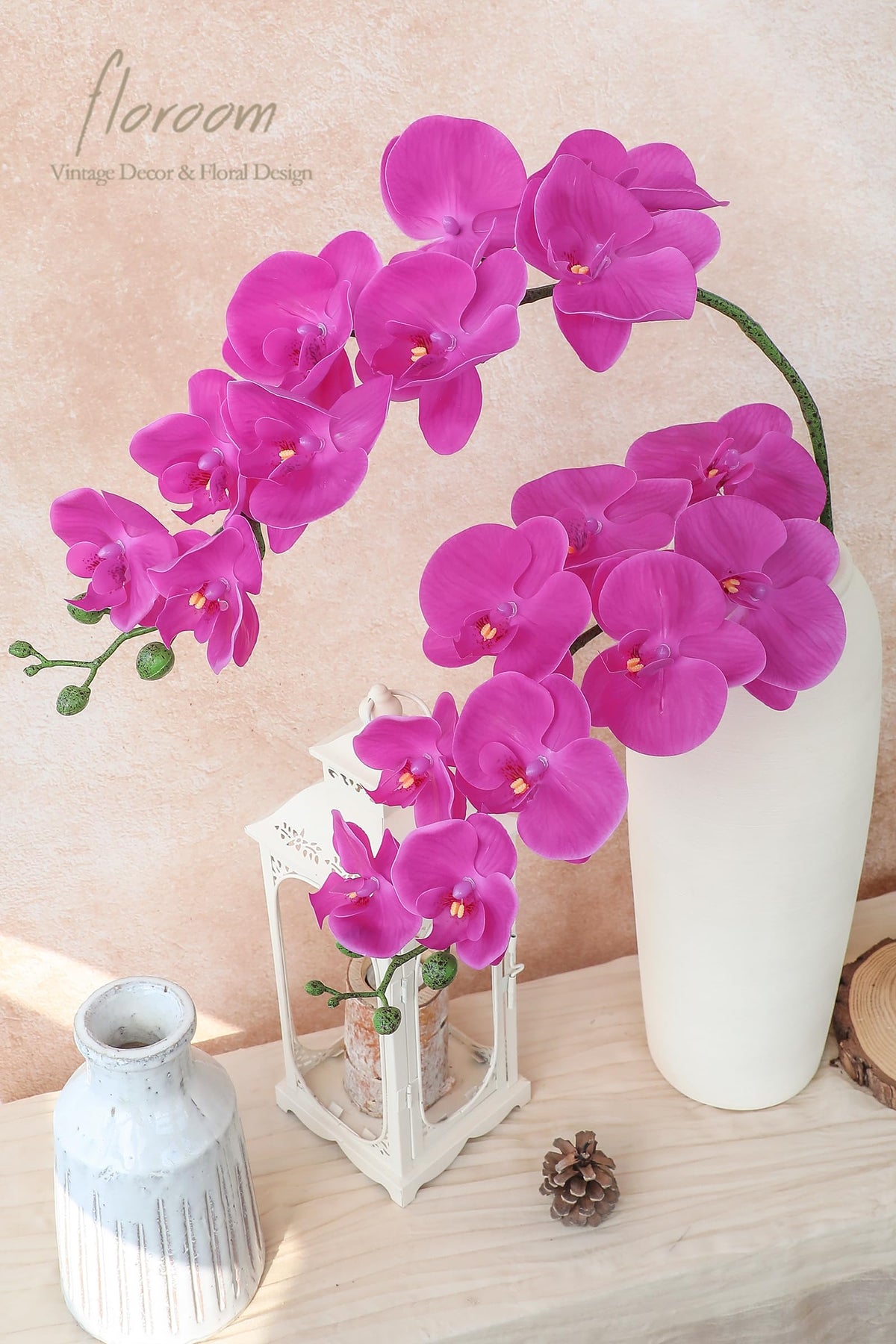 2pcs Faux Phalaenopsis Orchid Fake Artificial Flower with Stems, Real Touch Large Blooms 40 Inch for DIY Bouquets