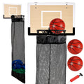 Wooden Basketball Laundry Hamper,Over the Door Basketball Hoop Laundry Basket with Zipper,3 Balls and Pump for Kids