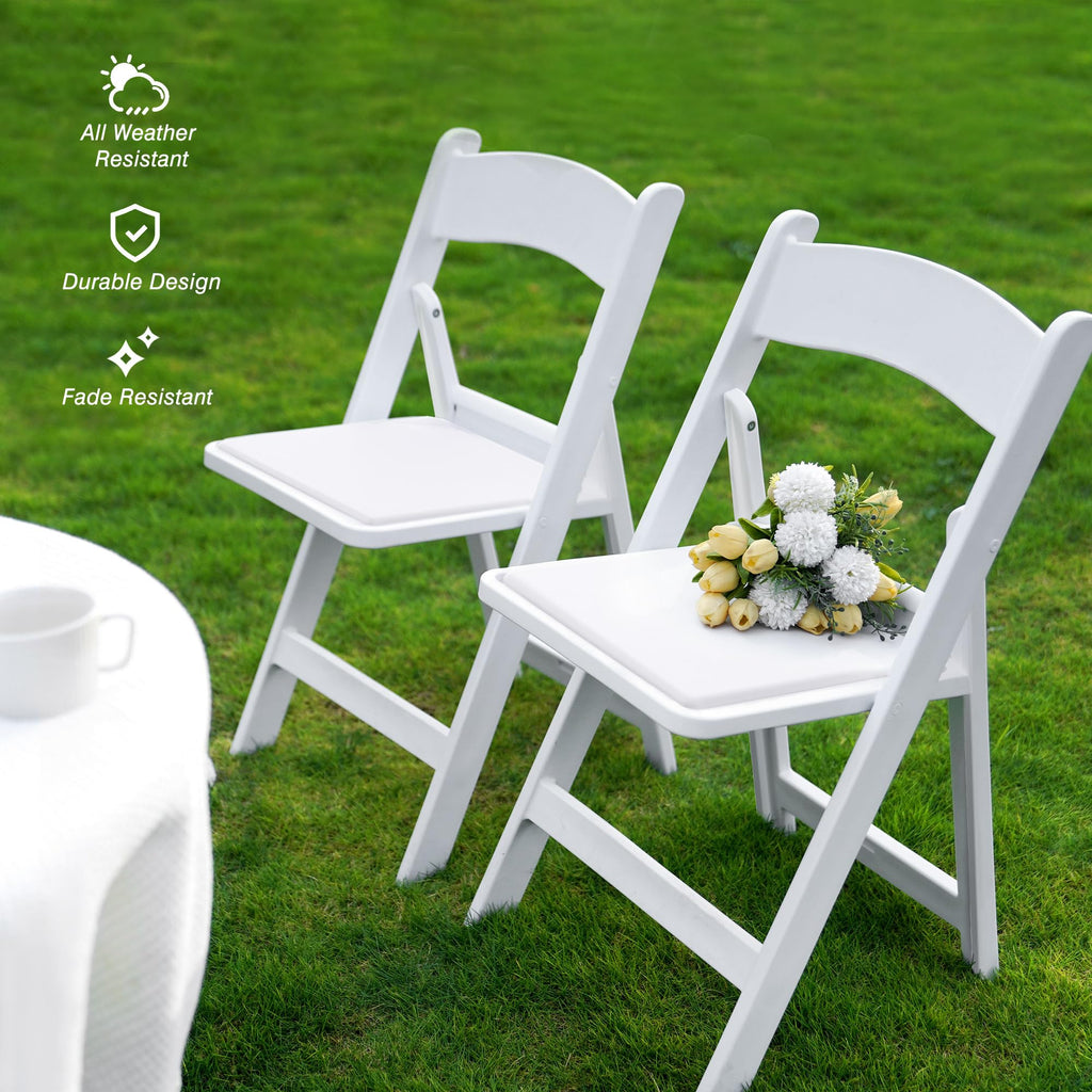 Resin Folding Chair with Vinyl Padded Seat, Capacity, 4 Pack Comfortable Chair Set for Party Wedding Events