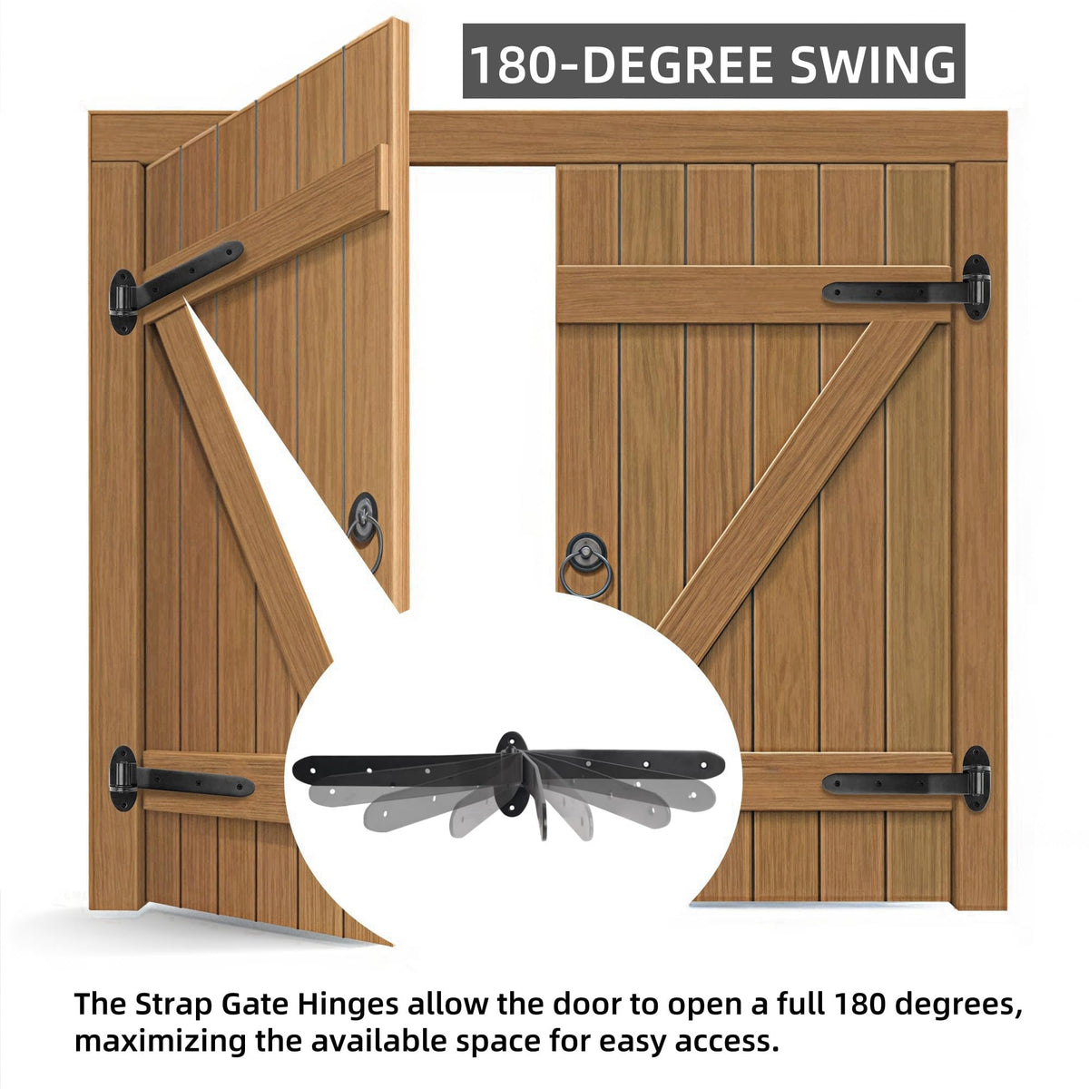 12 inches Strap Gate Hinges, Black Heavy Duty Hinge, T Shaped Lift Off Hinge