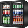 Back Bar Cooler with 2 Glass Doors, 7.4 Cu.ft Under Counter Height Beverage Refrigerator with LED Lighting
