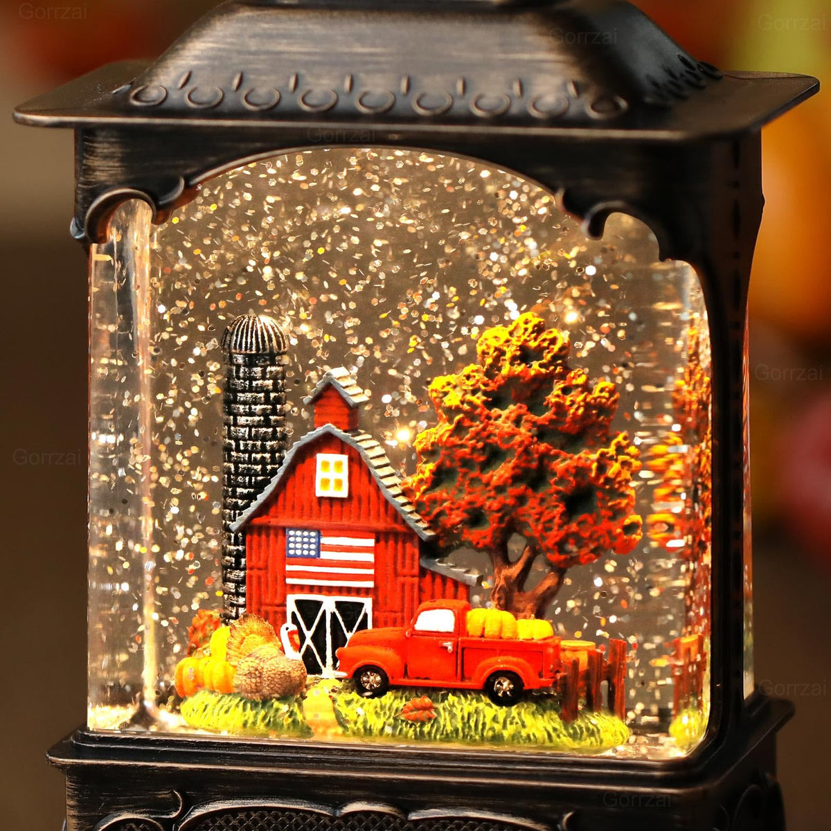 Fall Snow Globe Lantern Red Truck Fall Decorations