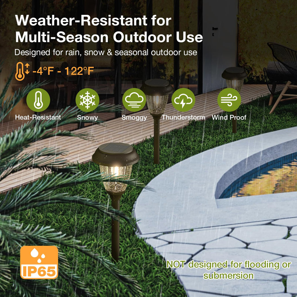 Solar Lights Outdoor 6 PCS, 10/25 LM 2 Lighting Modes Garden Lights