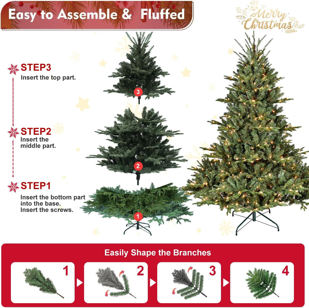 Full-Shape Christmas Tree with 900 UL Lights, PE/PVC Mixed, Green