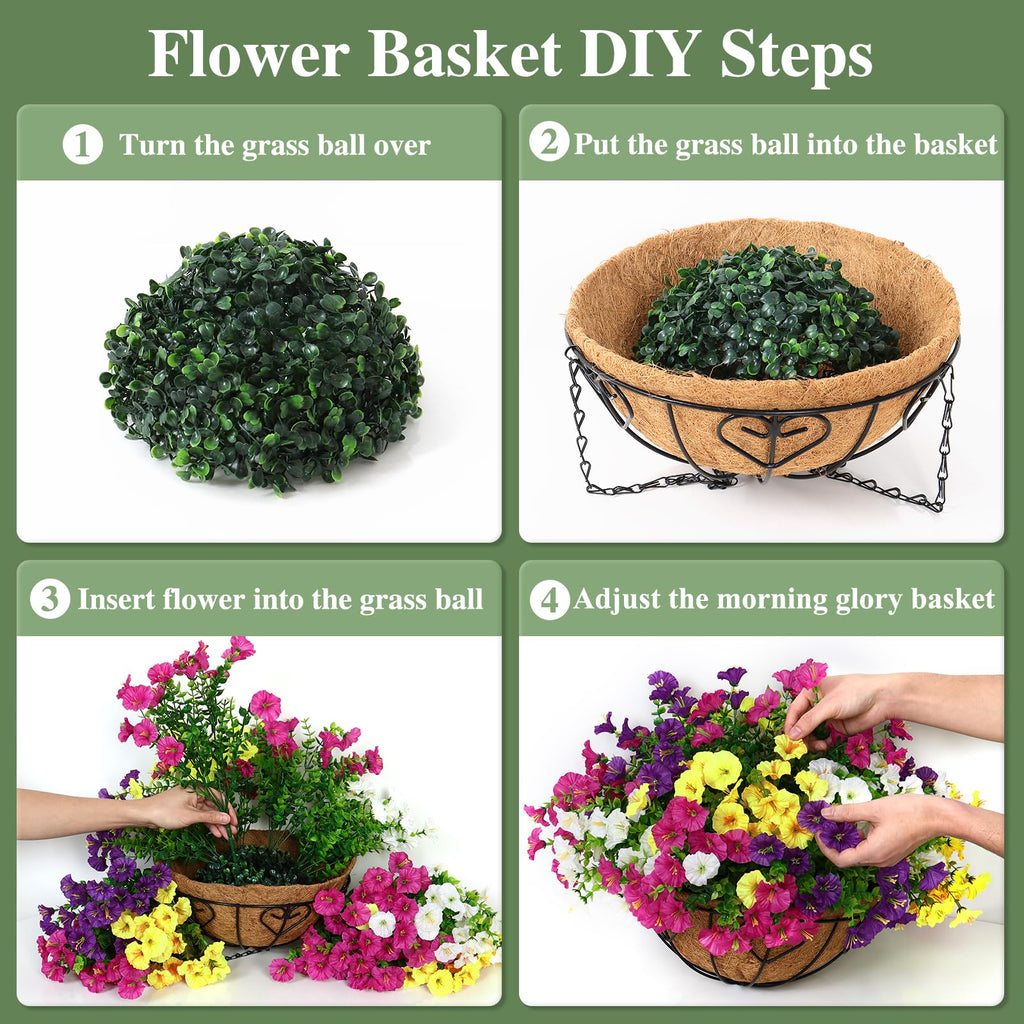 2 Set Artificial Hanging Flowers Plants Basket for Outdoors Indoor Decor