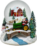 100MM Musical Christmas Barn and Tractor Snow Globe by The San Francisco Music Box
