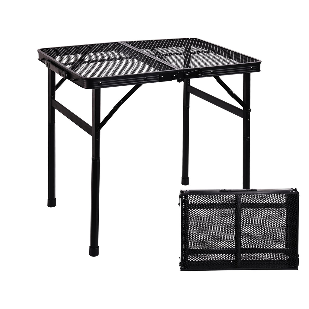 Portable Small Folding Table, Metal Camping Grill Table for BBQ, Picnic & Patio, Lightweight Foldable Outdoor Side