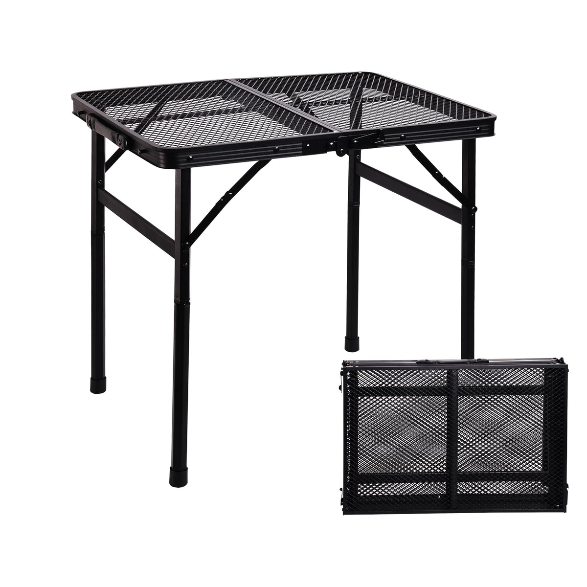 Portable Small Folding Table, Metal Camping Grill Table for BBQ, Picnic & Patio, Lightweight Foldable Outdoor Side