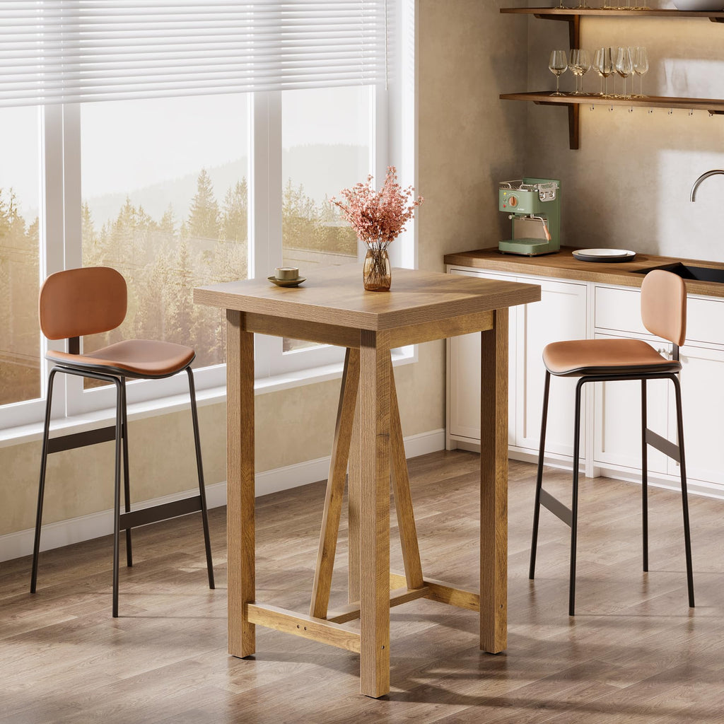 Square Bar Table, 39.4" Tall Counter Height Pub Table for Cocktail Coffee Bistro, Farmhouse High Top Desk, Small