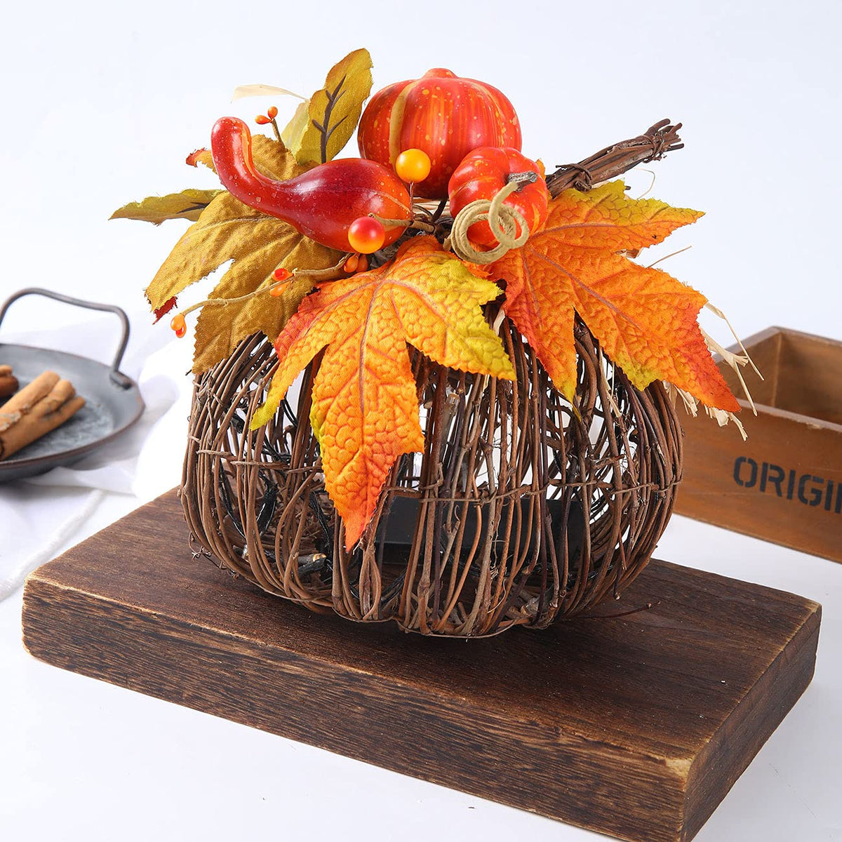 8 Inch Lighted Pumpkin Fall Decor - LED Thanksgiving Decoration