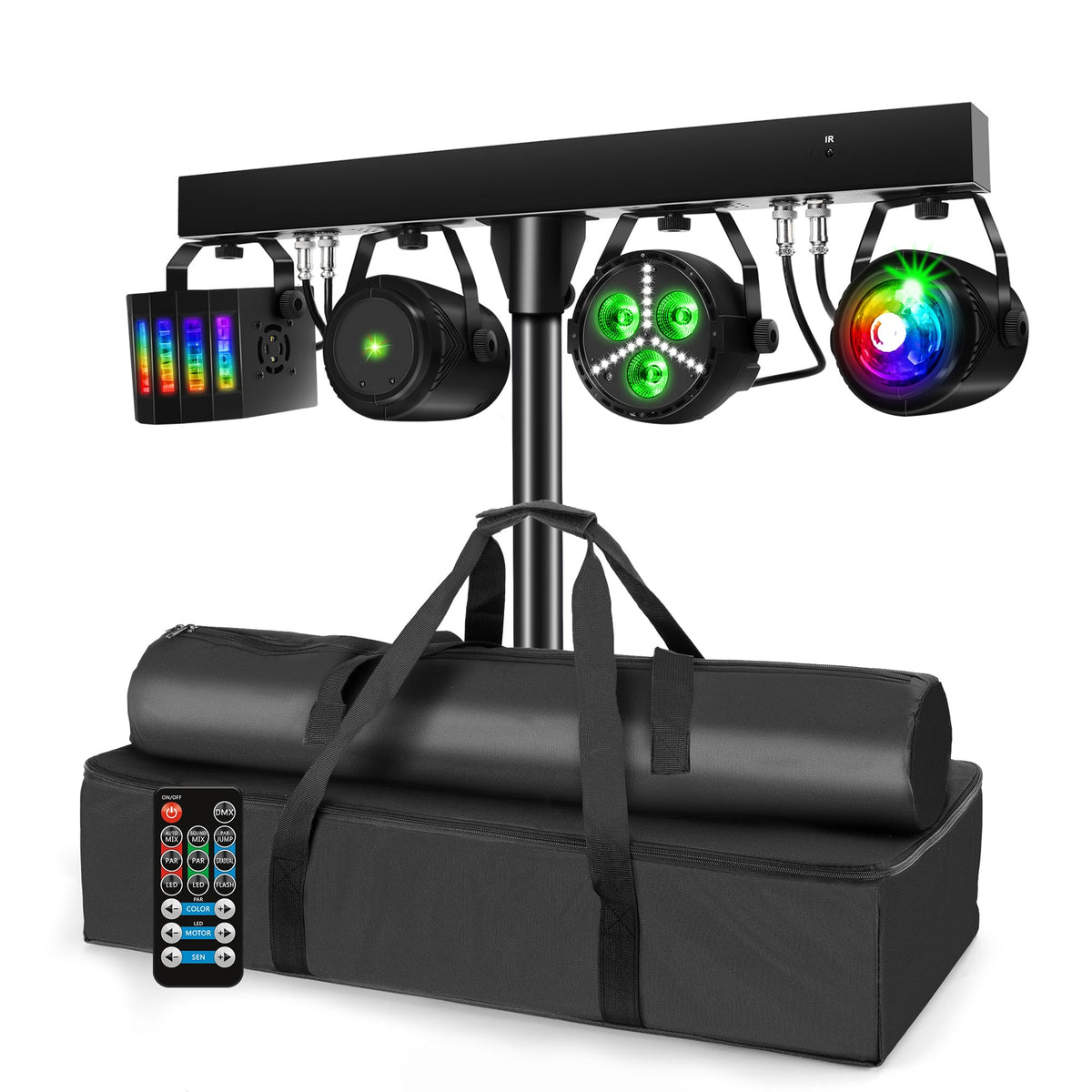 DJ Lights with Stand, Party Bar Gig Lighting Package with Carry Bag, Sound Activated Disco Lights for Parties DMX &