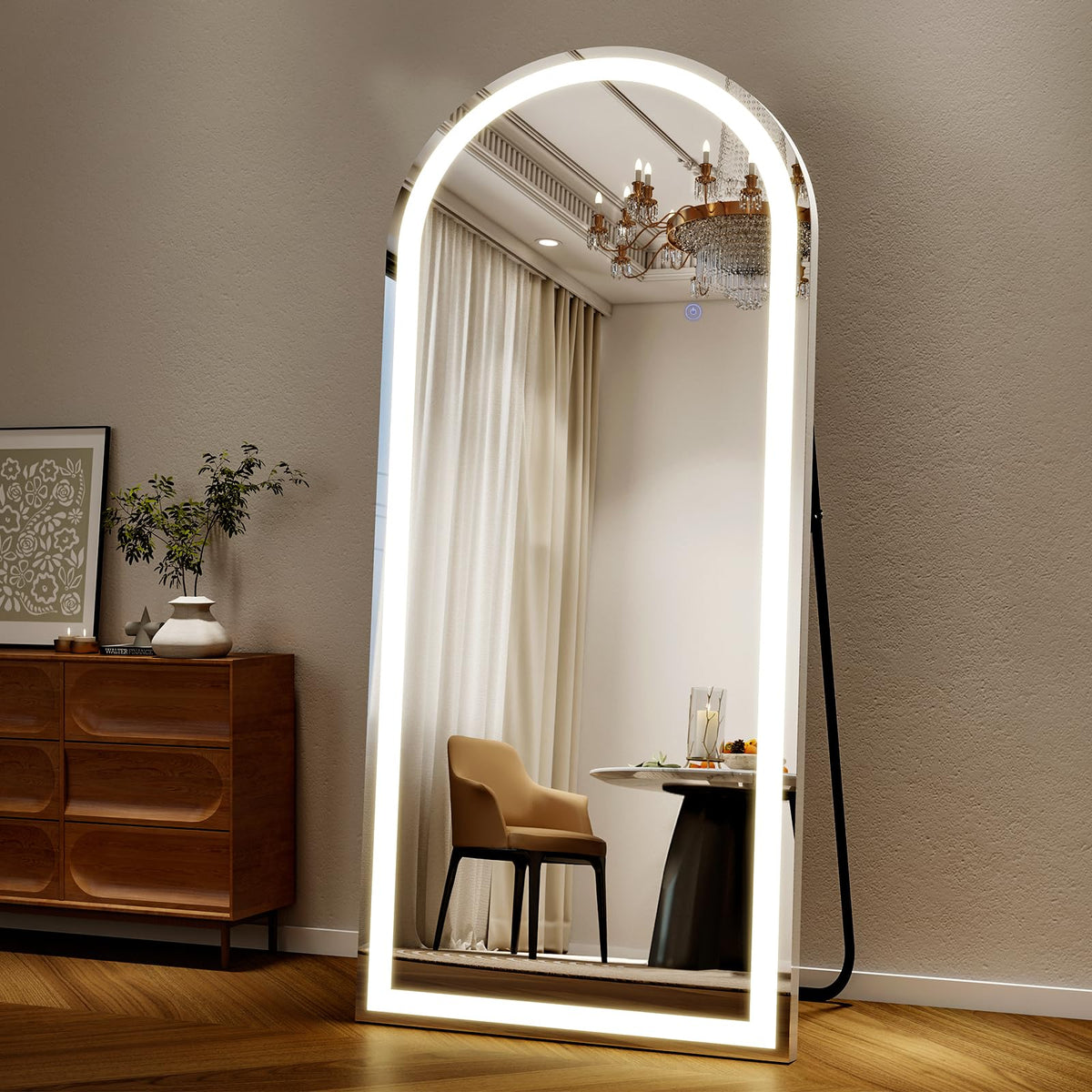 26"X68" LED Arched Full Length Mirror, Floor Mirror with Lights
