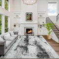2'6''x8' Runner Rugs Washable Rug: Modern Abstract Black White Grey Carpet
