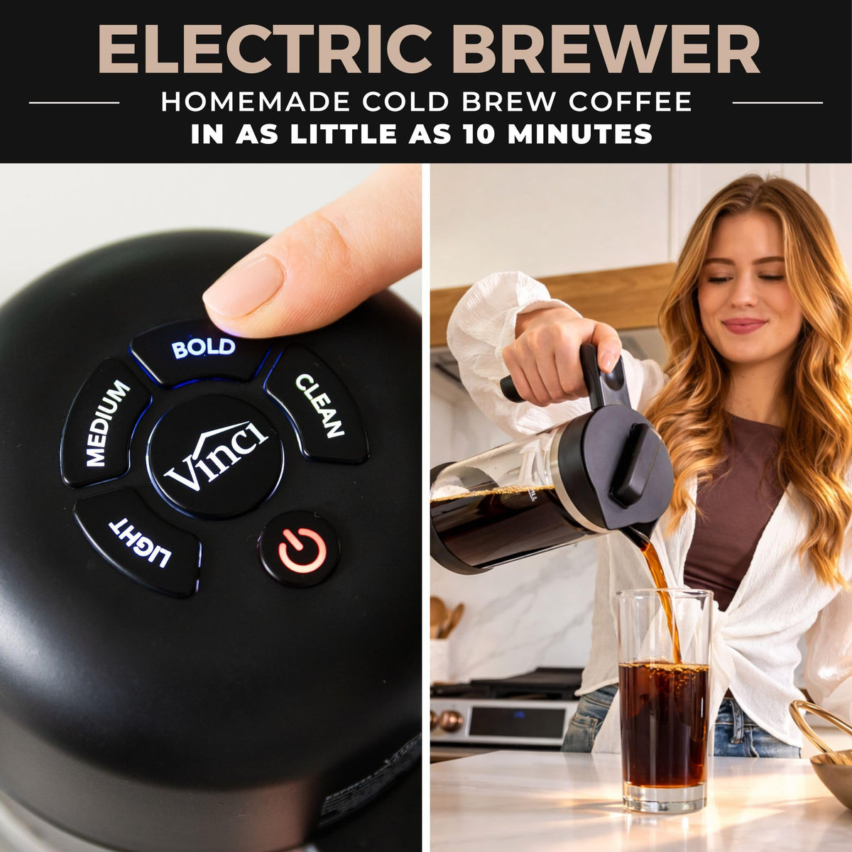 Express Electric Cold Brew Coffee Maker, 10-Minute Fast Brewer (47oz)