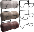 Towel Holder Wall - 6 Level Wall Mounted Towel Rack Shelves for Rolled Bath Towels, Washcloths, Linens - Black