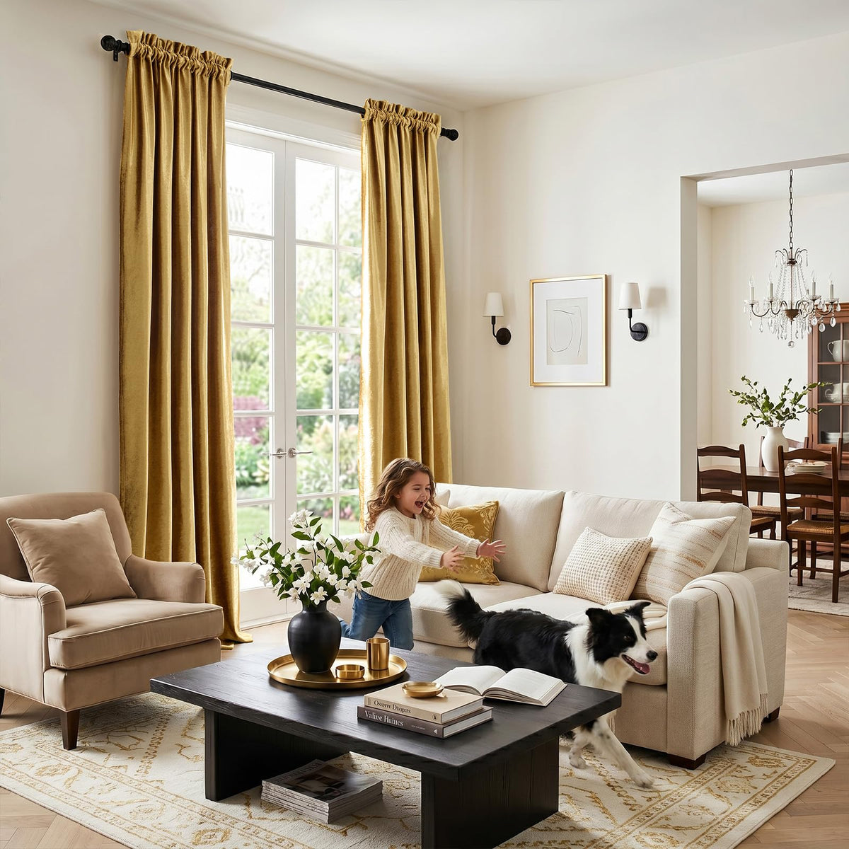 Gold Velvet Curtains 96 inches Long: Living Room Luxury Room Darkening Curtain - Elegant Bedroom Thermal Insulated