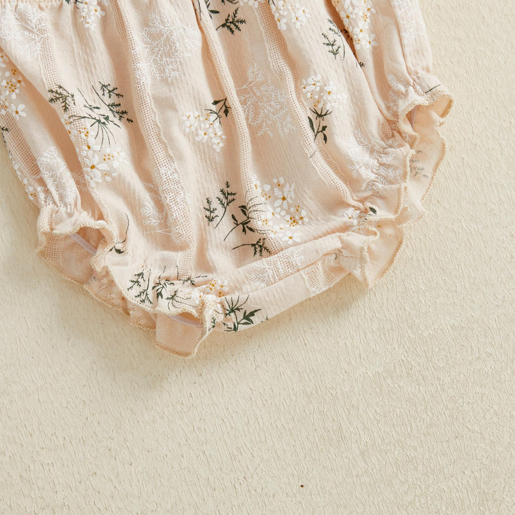 Infant Baby Girl Summer Smocked Clothes Floral Ruffle Shirt Tops Bloomers Shorts Toddler Cute Outfits Set