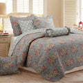 Cottage French Floral Country 100% Cotton Reversible Bedding Quilt Set, Bedspread, Coverlet (Provence Garden, Queen