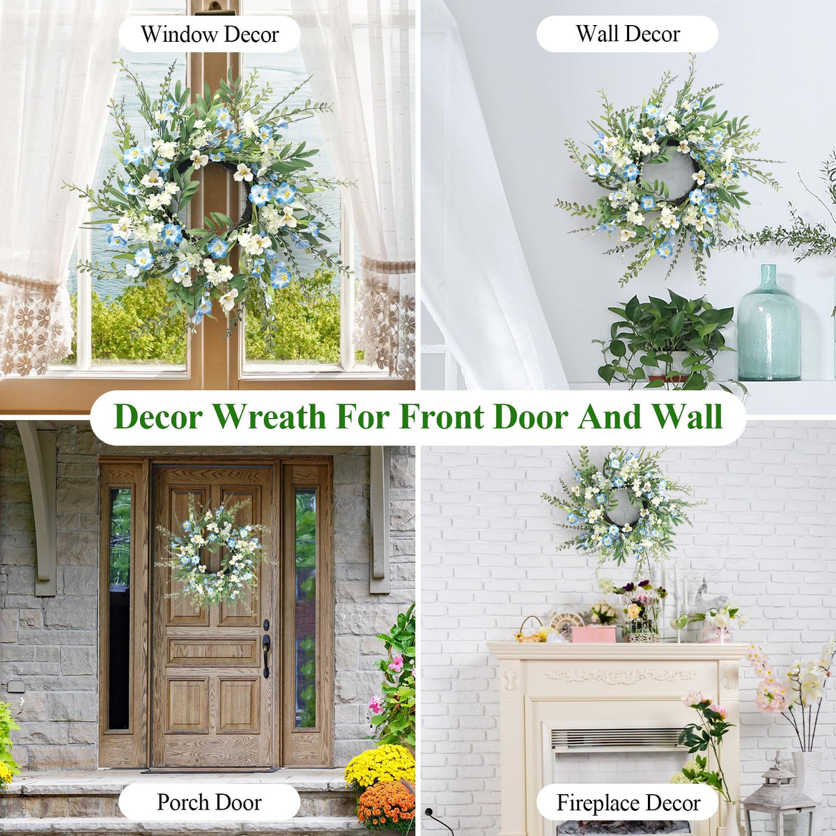 24 Inch Fall Wreath for Front Door Artificial FloralWreath