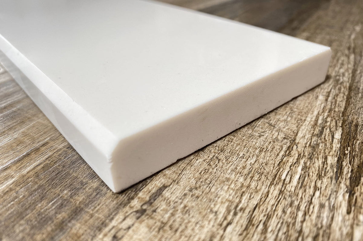 Solid White Engineered Marble Doorway Floor Threshold Saddle Polished, for Shower Curb, Bathroom Vanity Backsplash