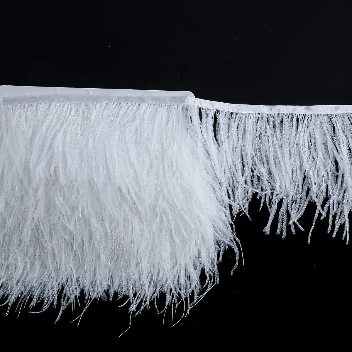 Ostrich Feather Trim Fringe for Sewing Crafts, White - 10 Yards