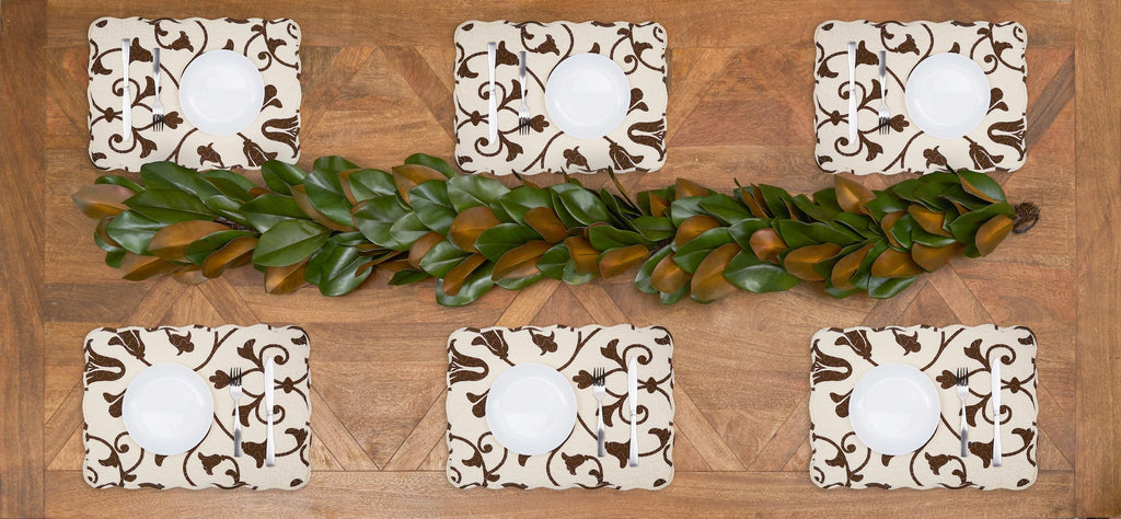 Sophia Vintage 100% Cotton Quilted Set of 6 Placemats 13" x 19"
