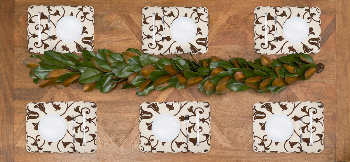 Sophia Vintage 100% Cotton Quilted Set of 6 Placemats 13" x 19"