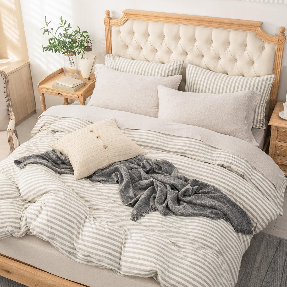 Jersey Knit Sheet Set Heather Beige