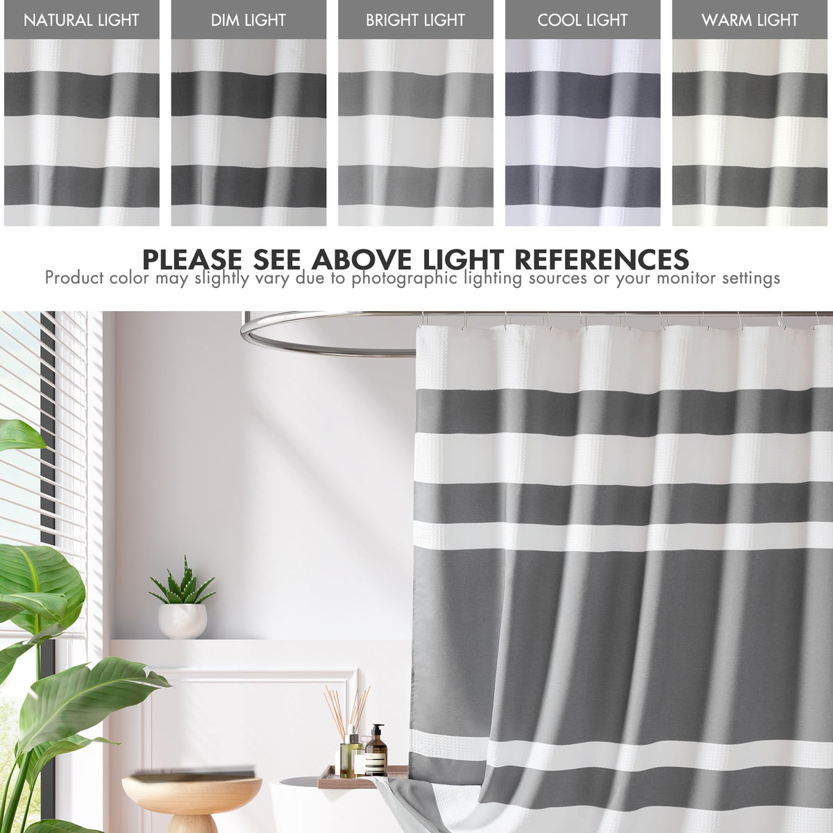 Spa Waffle Shower Curtain, 72 x 72", Charcoal