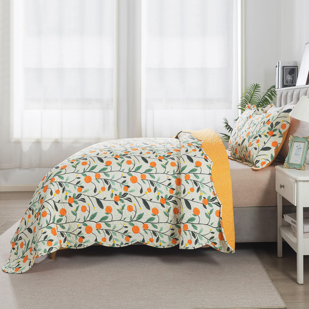 Floral Quilt Sets - Botanical Bedspreads 3-Piece, Wildflower Coverlet for Beds, Lightweight Bed Cover, All