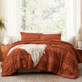 Terracotta Tufted Comforter Set, 3 Pieces King Boho Bedding Set