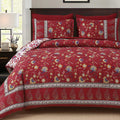Comforter Set Queen Size Boho, Reversible Burgundy Bedding Paisley Floral