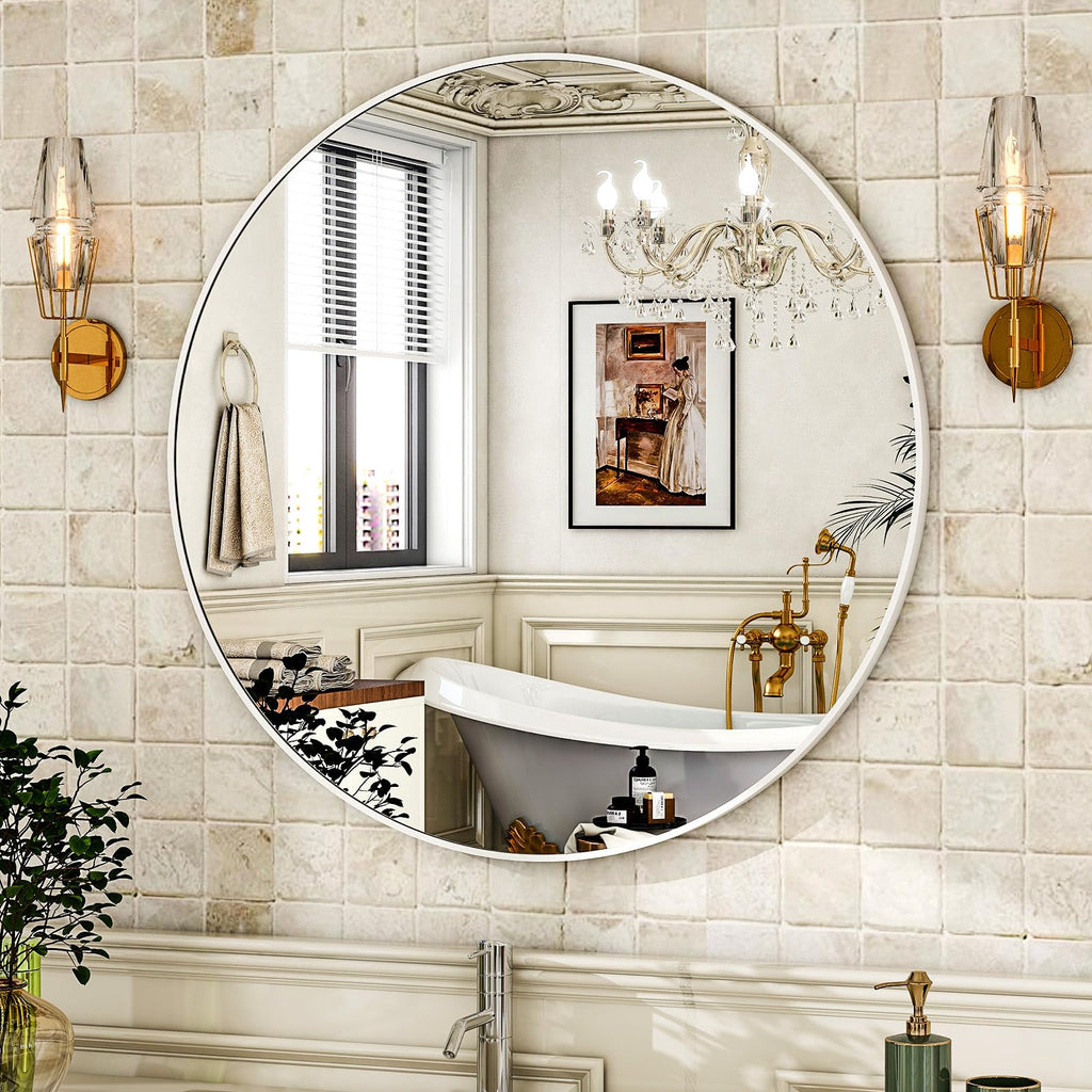 Round Mirror 30 White Wall Mounted Circle Mirrors