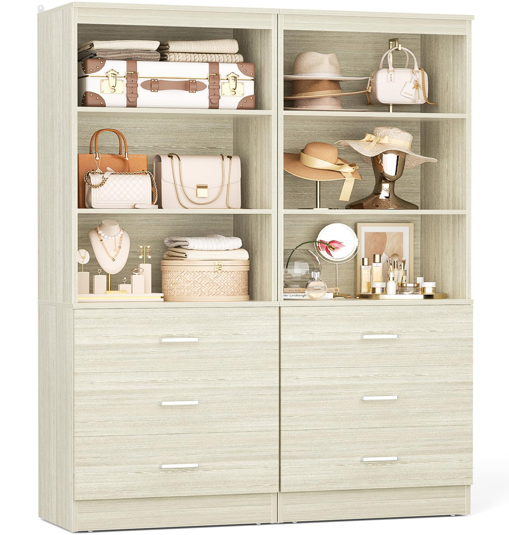 47.2" Closet Drawers System,Closet System with 3 Drawers,White Oak