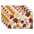 Maple Leaf Placemats Set of 4 Dining, Colorful Fall Autumn Thanksgiving Leaves Non-Slip Washable Linen Place Table
