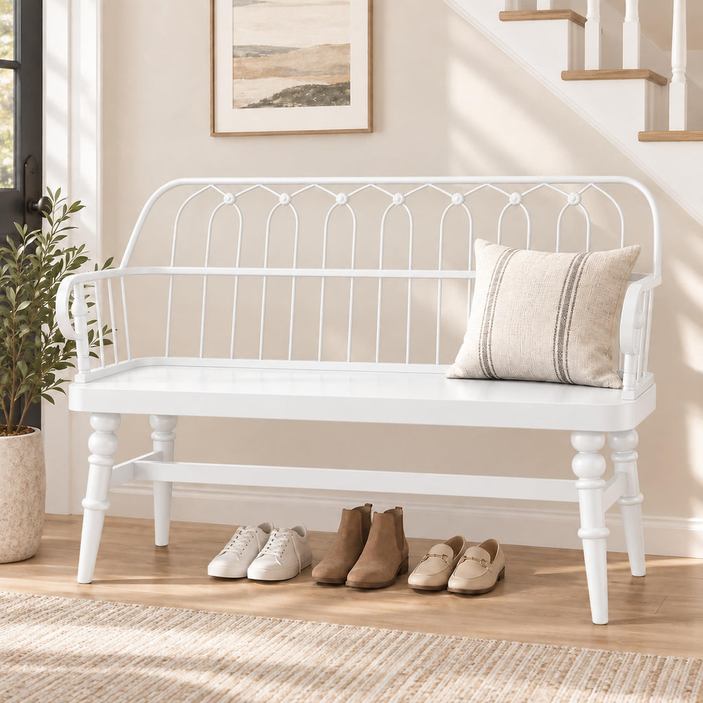 Entryway Bench, Spindle Back Wooden Dinning Bench, Farmhouse Foyer Bench, Dinning Room, Mudroom