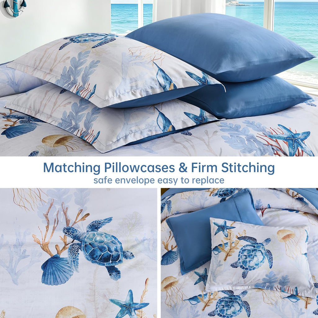 Coastal Comforter Set, Beach Ocean Bedding Bed in a Bag