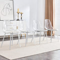 Clear Dining Chairs Set of 4, Modern Kitchen Chairs with Transparent Seat, Acrylic Accent Side Chairs with Metal Legs