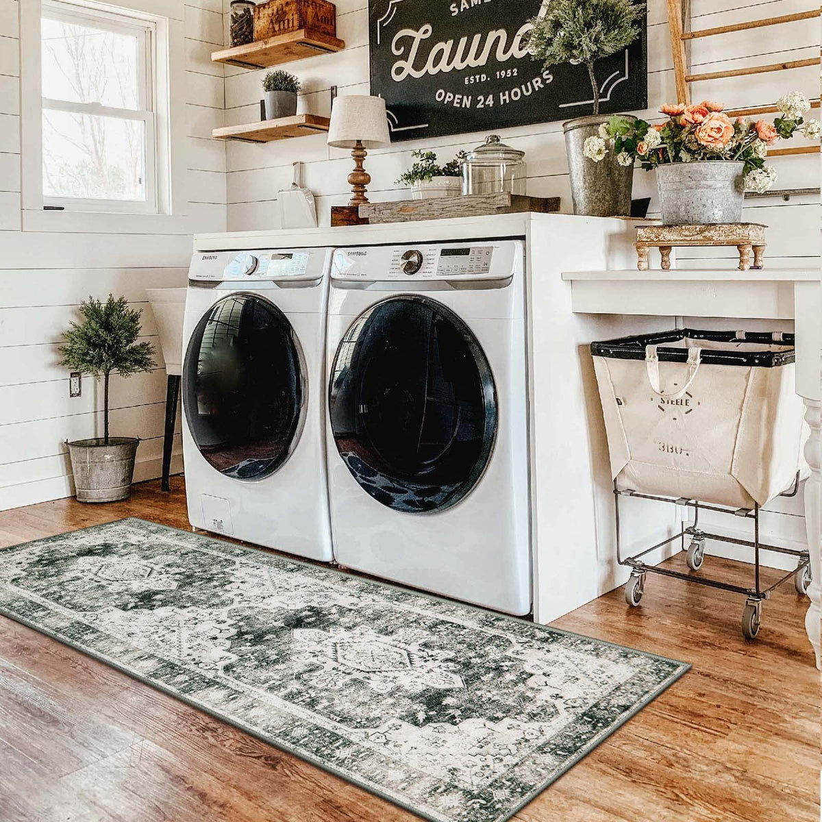 Ultra-Thin Washable Runner Rug - Rug Runners s Non Slip Stain Resistance, Vintage Non Shedding Indoor Throw Carpet