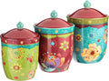 Tunisian Sunset 3-Piece Ceramic Canister Set - Colorful Floral Kitchen Storage Jars with Lids, Includes 104 oz., 72