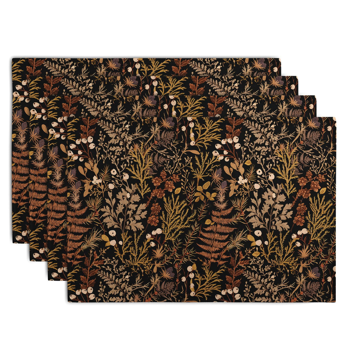 Fall Botanical Placemats Set of 4 Vintage Fern Leaf Autumn Place Mats Thanksgiving Farmhouse Heat Resistant Washable