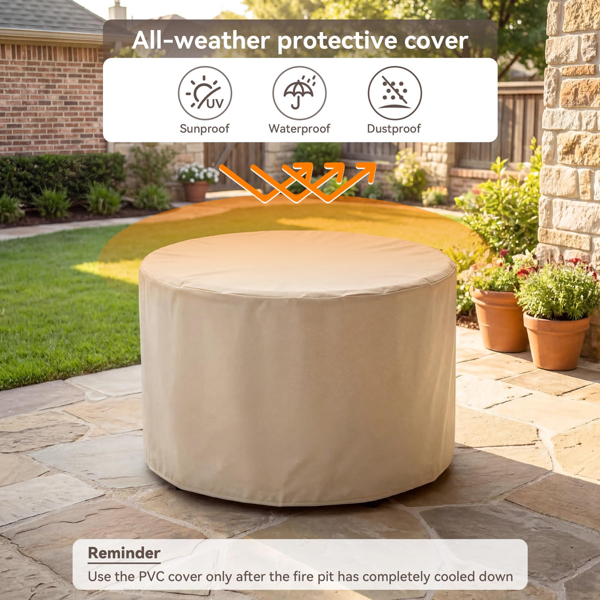 Outdoor Concrete Fire Pit Table w Imitation Stone Surface 32-inch Round Fire Table, Certified, 40, 000 BTU Stainless