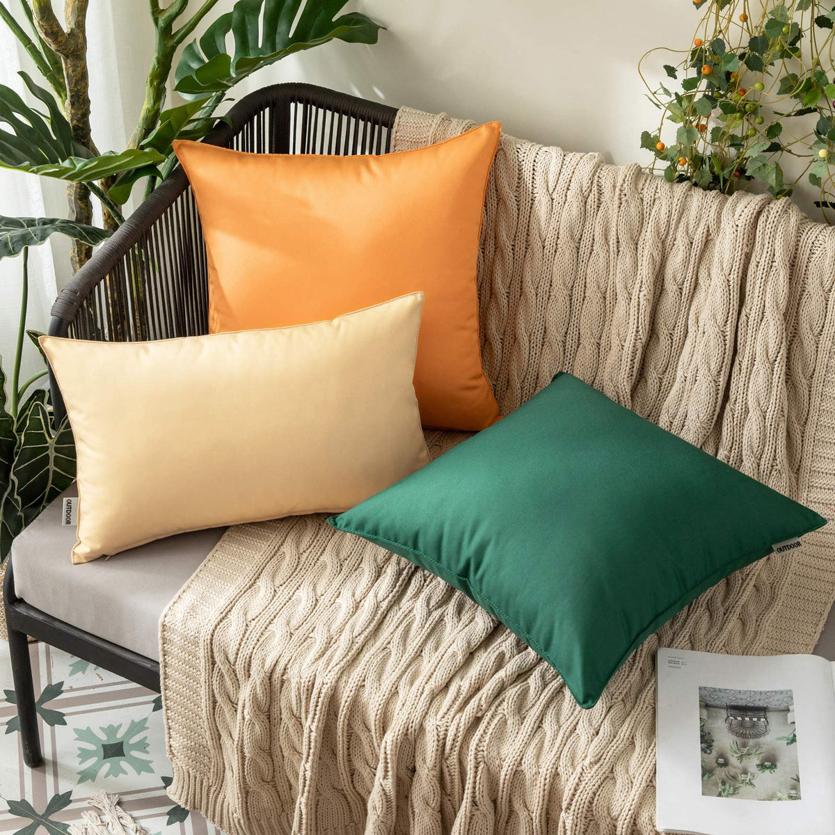 Decorative Outdoor Christmas Pillow Covers 18x18 Army Green