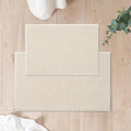 Chenille Bath Rugs Set 2 Pieces, Cream White, 17''x24''+20''x32'' | Non-Slip Bathroom Mats Set, Absorbent Fiber