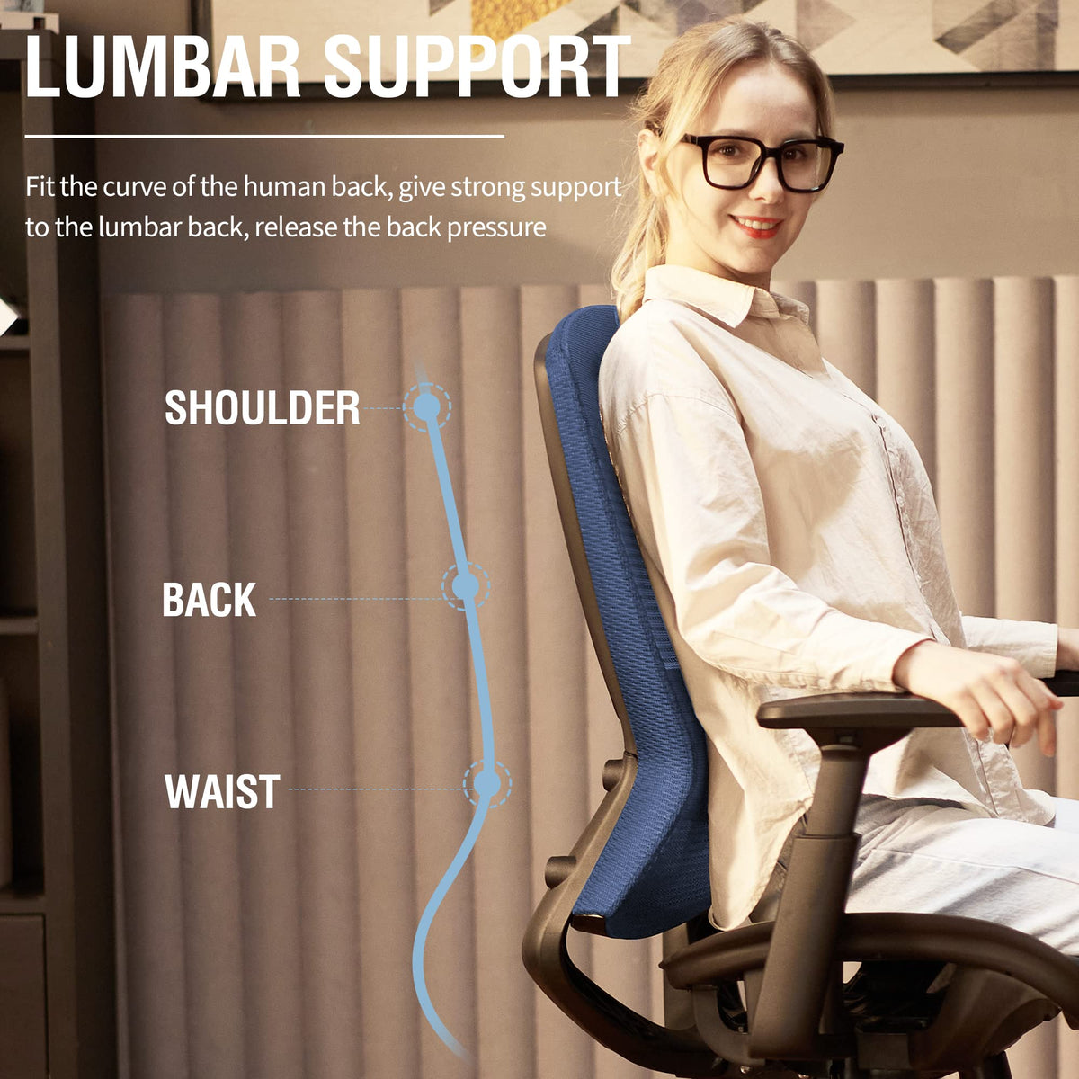 Ergonomic Mesh Office Chair — Light Blue, Breathable Mesh Seat & Back