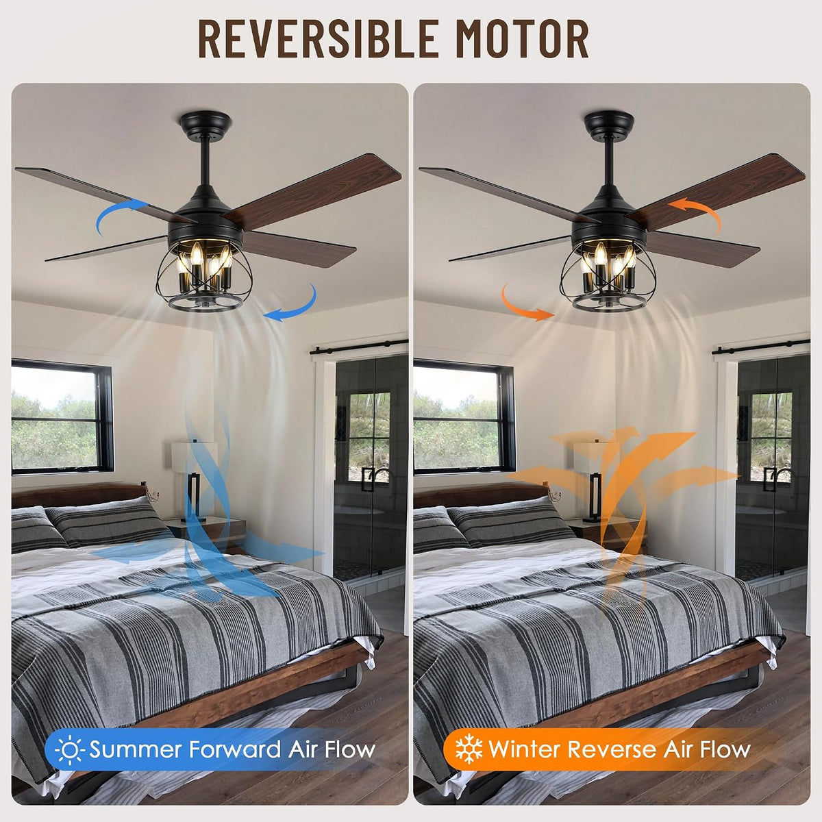 52" Wood Caged Ceiling Fan with Light