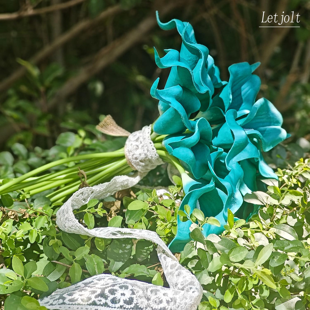 Teal Calla Lily Artificial Flowers 20 Pieces Bouquet