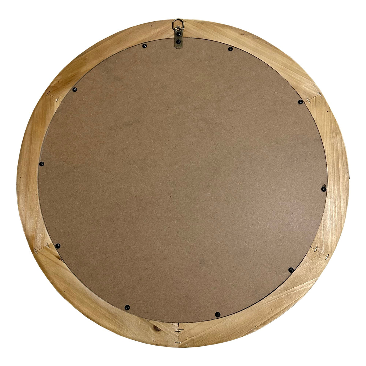 Rustic Round Wall 24 Inch Wood Circle Mirror with Beads, Decorative Farmhouse Mirror (White)